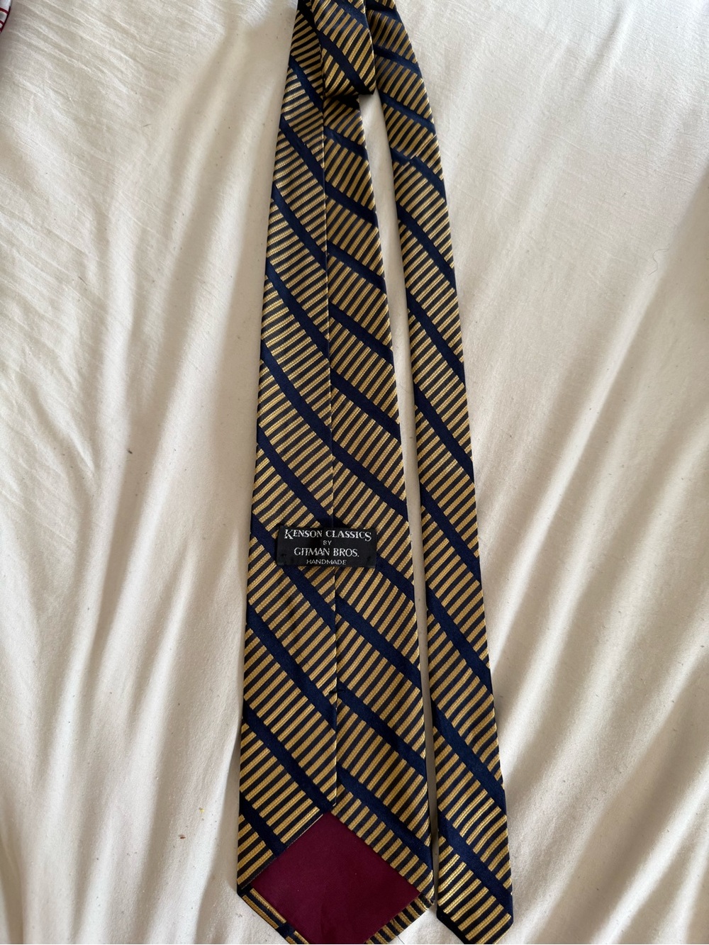 Vintage Kenson Classics by Citman Bros Handmade Silk Navy Gold Tie - Picture 4 of 6